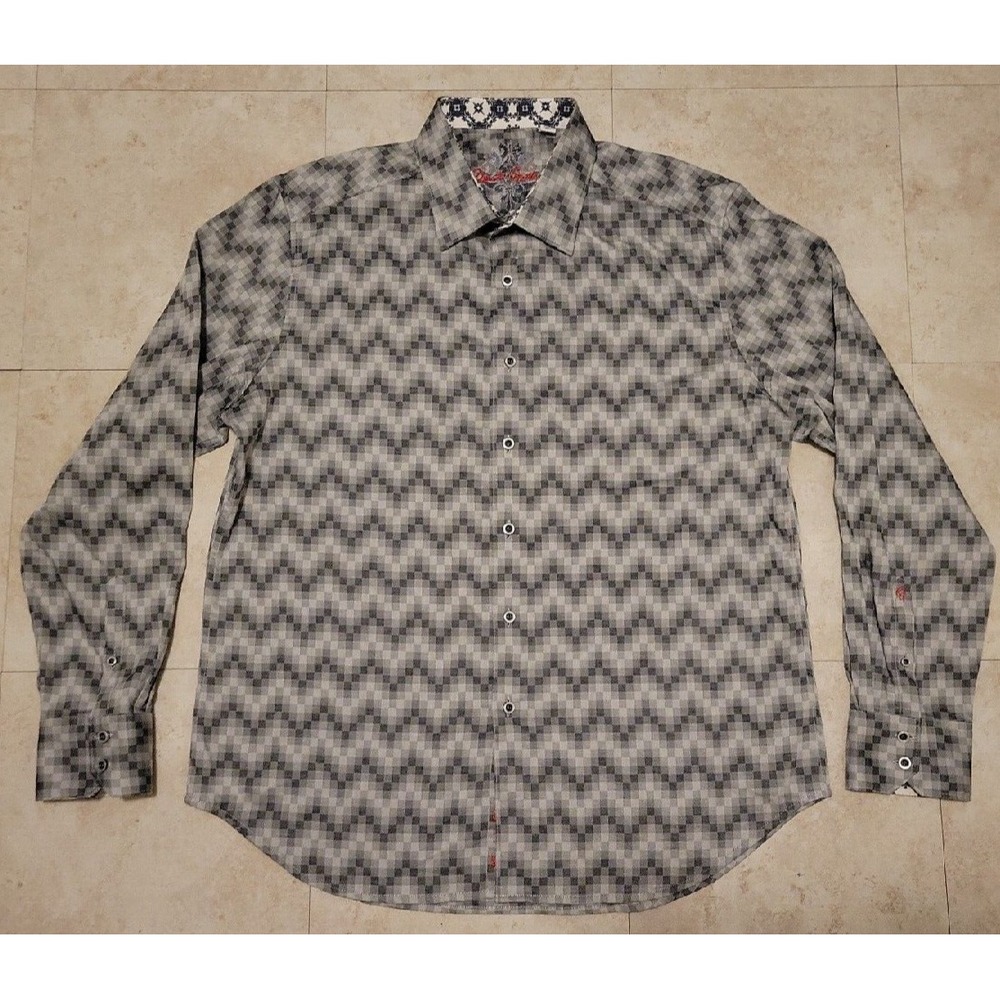 Robert Graham Geometric Pattern Flip Cuff Cotton Casual Dress Shirt Mens XL